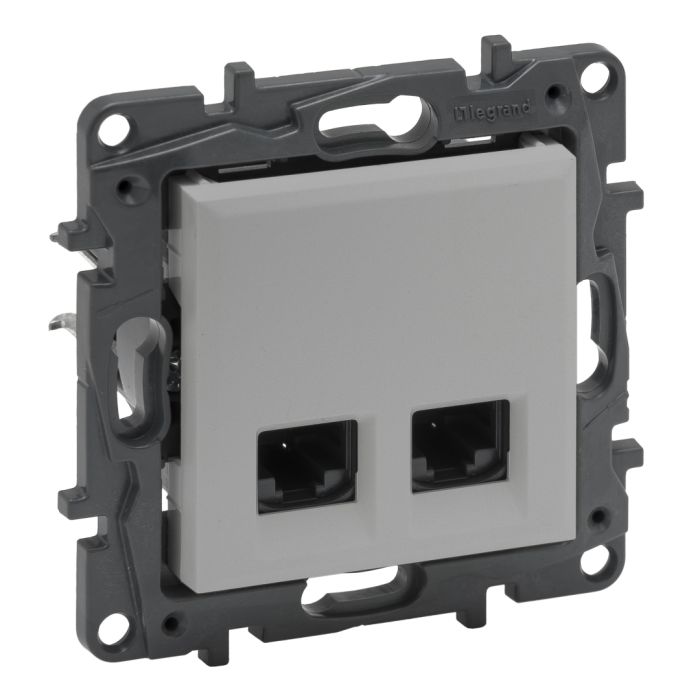 Розетка комп'ютерна 2XRJ45 CAT6 FTP Legrand 863362 NILOE STEP Алюміній