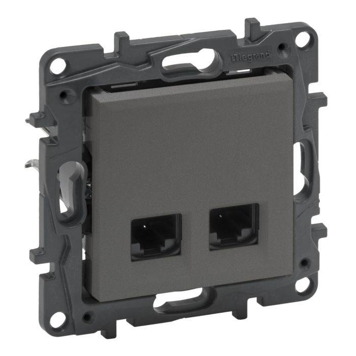Розетка комп'ютерна 2XRJ45 CAT6 FTP Legrand 863462 NILOE STEP Сталь