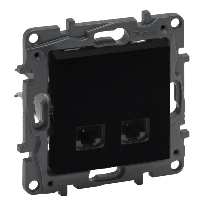 Розетка комп'ютерна 2XRJ45 CAT6 FTP Legrand 863562 NILOE STEP Чорний