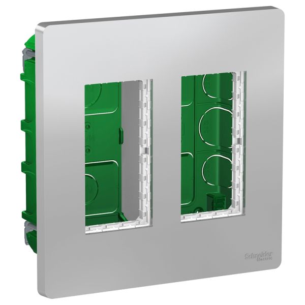 Блок unica system+ скритий монтаж 2х2, Unica New, NU172430, алюміній