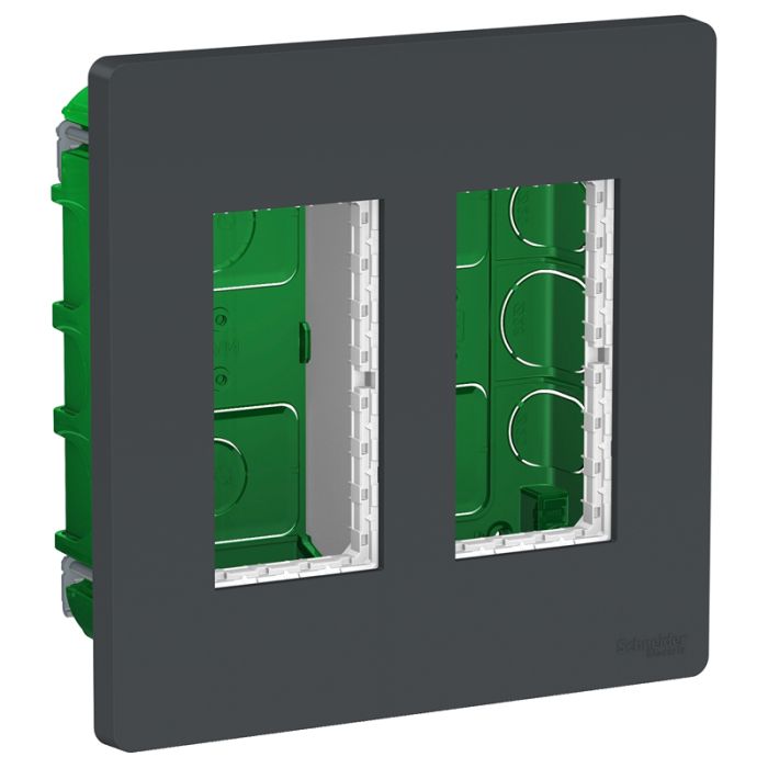 Блок unica system+ скритий монтаж 2х2, Unica New, NU172454, антрацит