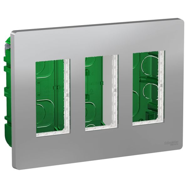 Блок unica system+ скритий монтаж 3х2, Unica New, NU173430, алюміній
