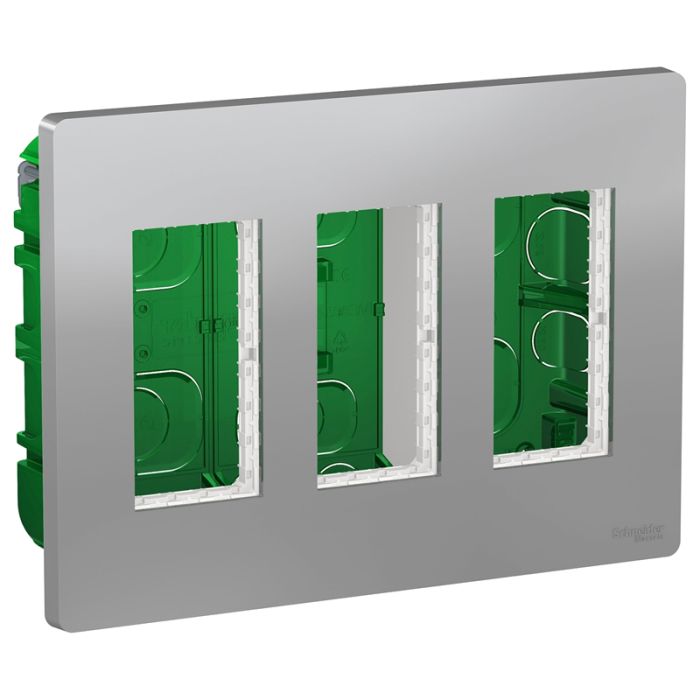Блок unica system+ скритий монтаж 3х2, Unica New, NU173430, алюміній