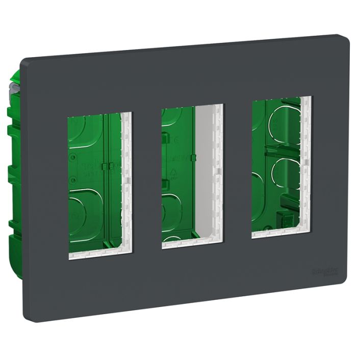 Блок unica system+ скритий монтаж 3х2, Unica New, NU173454, антрацит