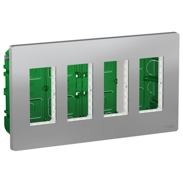 Блок unica system+ скритий монтаж 4х2, Unica New, NU174430, алюміній