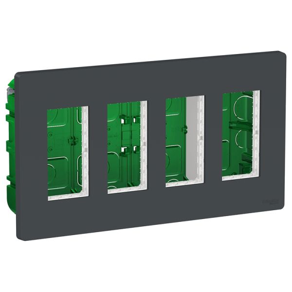 Блок unica system+ скритий монтаж 4х2, Unica New, NU174454, антрацит