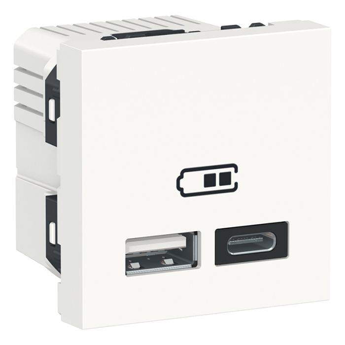 Двойная USB розетка A+C Unica New, NU301818, білий