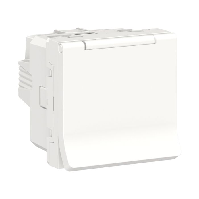 Розетка з заземленням зі шторками, с крышкой, 16 А, 250 В, IP40, Unica New NU303718TA білий