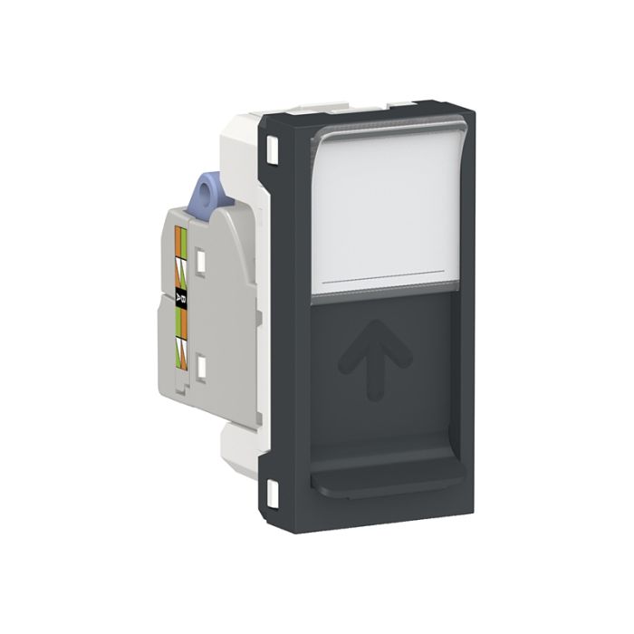 Розетка комп. 1-а., RJ45, кат.6 STP, 1-мод., Unica New, NU341654, антрацит