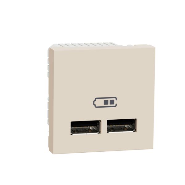 Розетка USB, 2 модульна, 5 В / 2100 мА, Unica New NU341844 бежевий