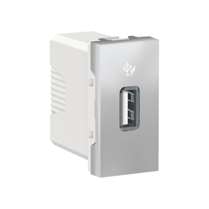 Розетка USB 1 модуль Unica New, NU342830, алюміній