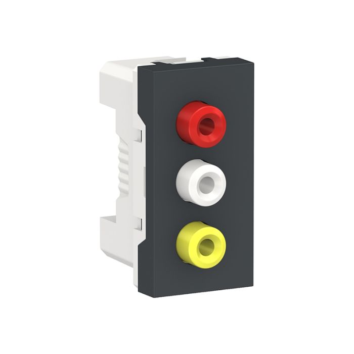 Розетка 3 RCA, 1 модуль Unica New, NU343154, антрацит