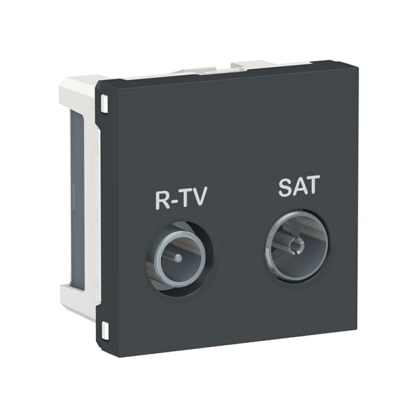 Розетка R-TV/SAT, кінцева, 2-мод., Unica New NU345554 антрацит