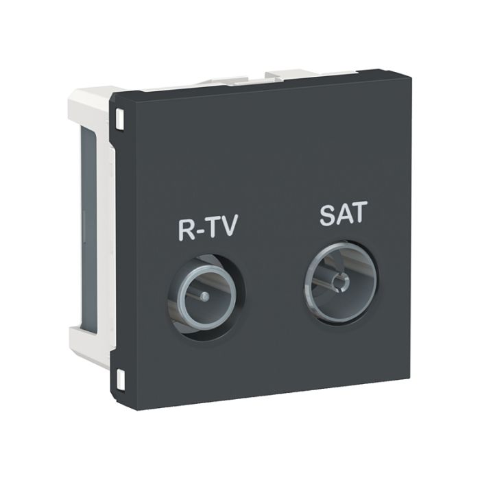 Розетка R-TV/SAT, кінцева, 2-мод., Unica New NU345554 антрацит