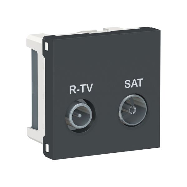 Розетка R-TV/SAT, прохідна, 2-мод., Unica New NU345654 антрацит