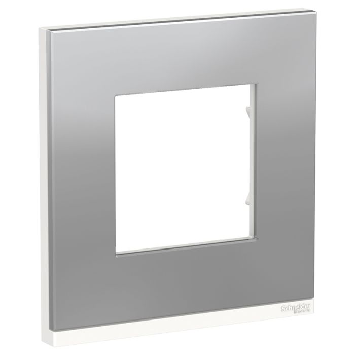 Рамка 1 модульна UNICA PURE NU600280, горизонтальна, алюміній матовий/білий