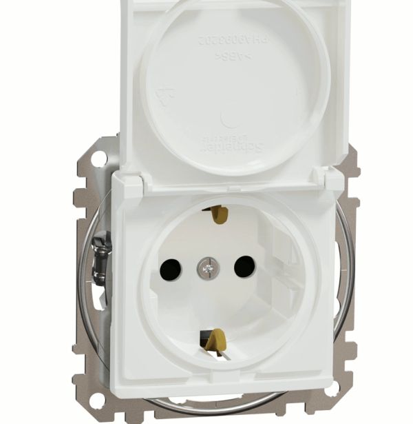Розетка з з/к зі шторками і кришкою Schneider Sedna Design SDD111024 Білий