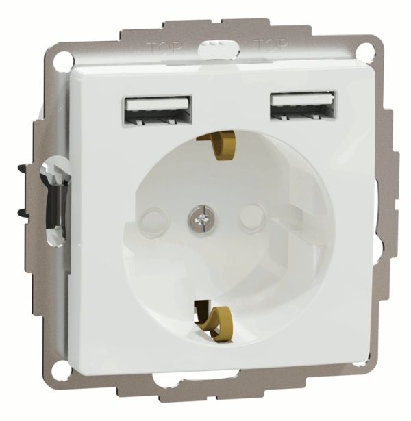 Розетка з заземленням + 2 USB тип А Schneider Sedna Design SDD111052 Білий