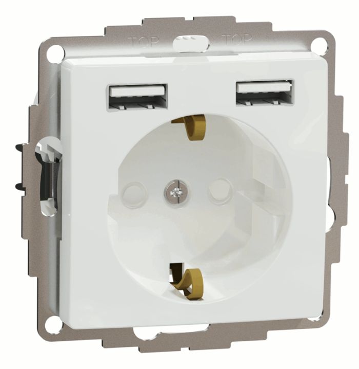 Розетка з заземленням + 2 USB тип А Schneider Sedna Design SDD111052 Білий