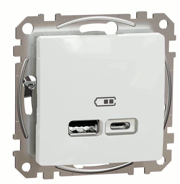 Розетка USB тип A+C 24A Schneider Sedna Design SDD111402 Білий