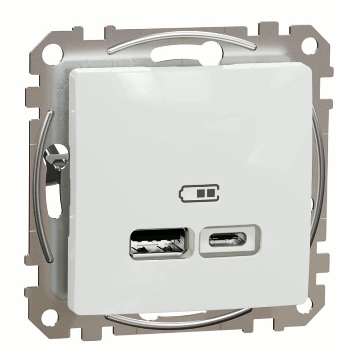 Розетка USB тип A+C 24A Schneider Sedna Design SDD111402 Білий