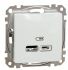Розетка USB тип A+C 24A Schneider Sedna Design SDD111402 Білий