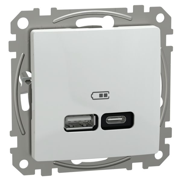Розетка USB тип A+C 3А 21Вт Schneider Sedna Design SDD111405 Білий