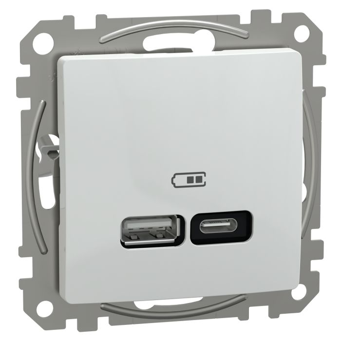 Розетка USB тип A+C 3А 21Вт Schneider Sedna Design SDD111405 Білий
