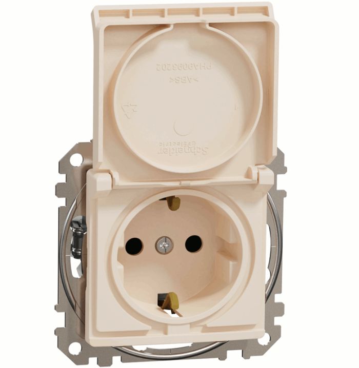 Розетка з з/к зі шторками і кришкою Schneider Sedna Design SDD112024 Бєжевий
