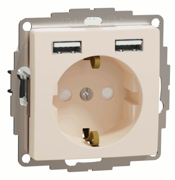 Розетка з заземленням + 2 USB тип А Schneider Sedna Design SDD112052 Бєжевий
