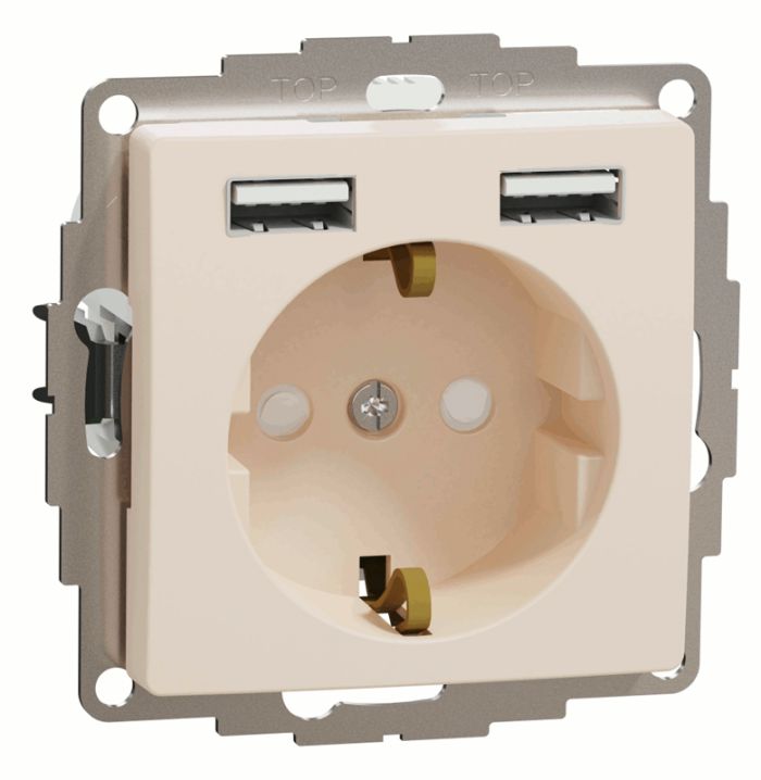 Розетка з заземленням + 2 USB тип А Schneider Sedna Design SDD112052 Бєжевий