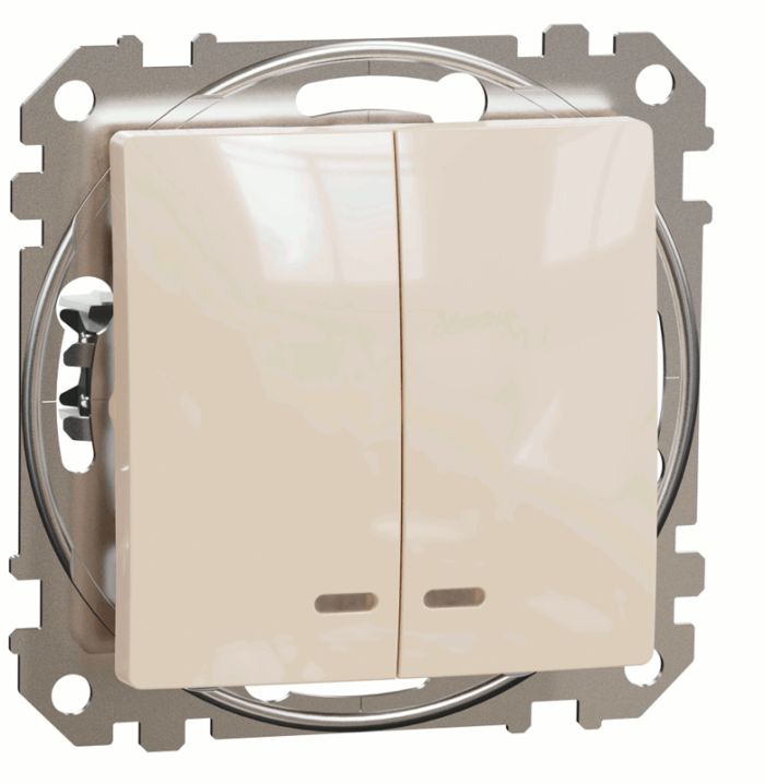 Вимикач з підсвіткою 2-кл Schneider Sedna Design SDD112105L Бєжевий