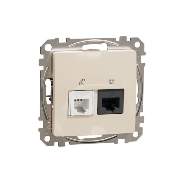 Розетка телекомунікаційна RJ45+RJ11 6UTP Schneider Sedna Design SDD112468 Бєжевий