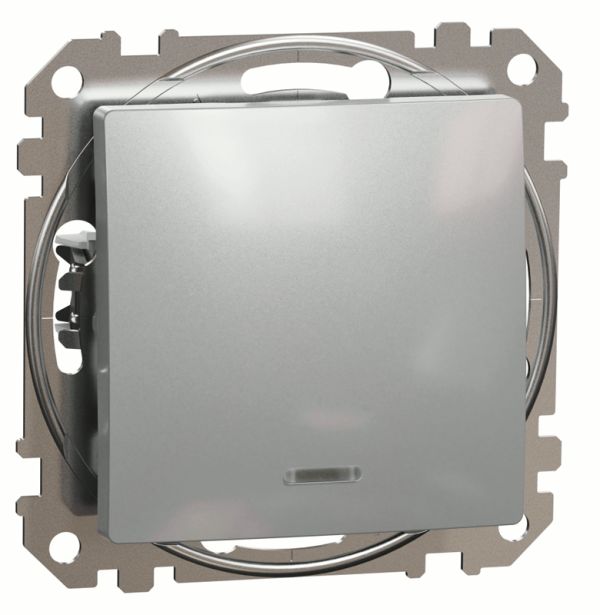 Вимикач з підсвіткою 1-кл Schneider Sedna Design SDD113101L Алюміній