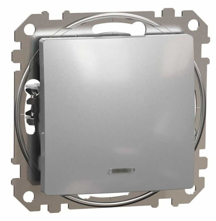 Перемикач з підсвіткою 1-кл Schneider Sedna Design SDD113106L Алюміній