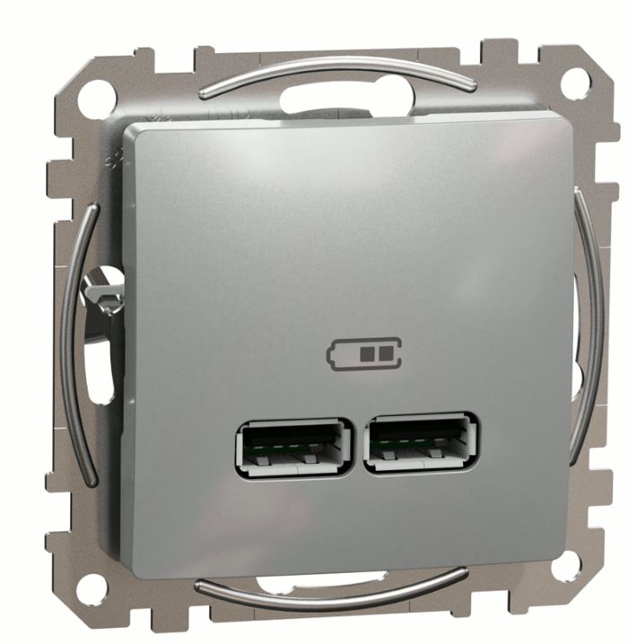 Розетка USB тип A+A 21A Schneider Sedna Design SDD113401 Алюміній