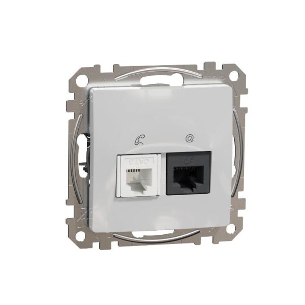 Розетка телекомунікаційна RJ45+RJ11 6UTP Schneider Sedna Design SDD113468 Алюміній