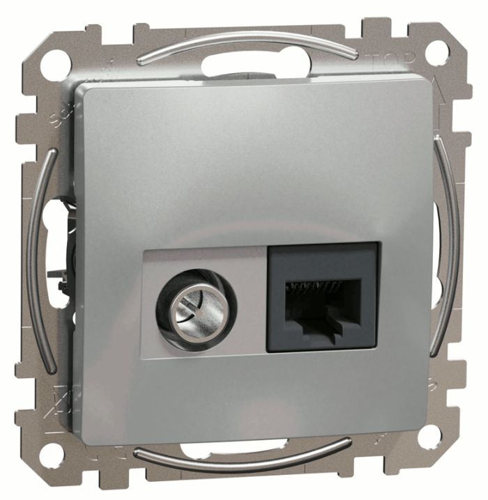Розетка RJ45 категорія 6 UTP-TV Schneider Sedna Design SDD113469T Алюміній