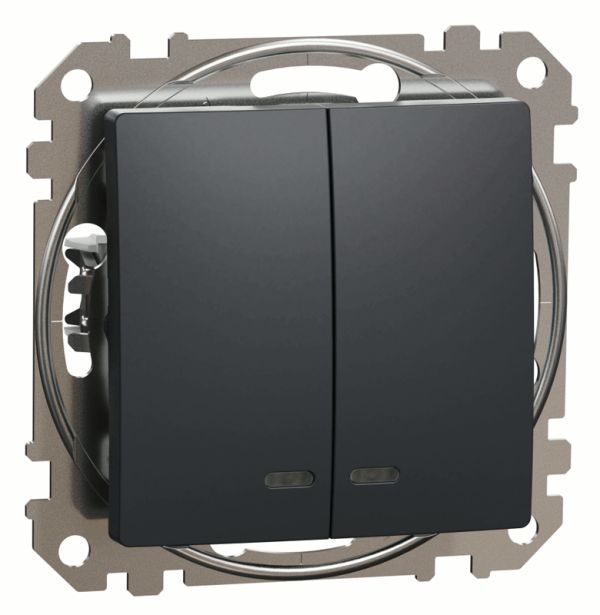 Вимикач з підсвіткою 2-кл Schneider Sedna Design SDD114105L Чорний