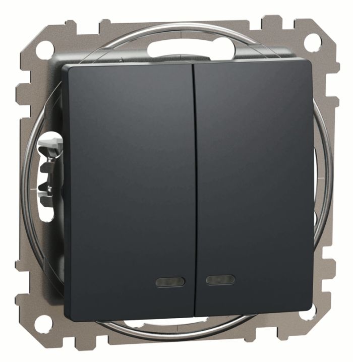 Вимикач з підсвіткою 2-кл Schneider Sedna Design SDD114105L Чорний