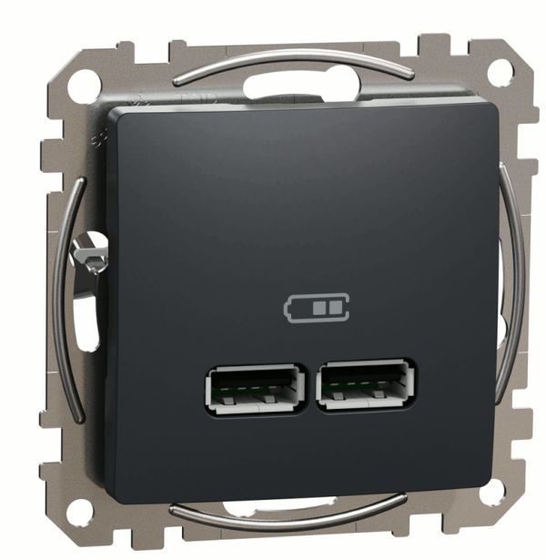 Розетка USB тип A+A 21A Schneider Sedna Design SDD114401 Чорний
