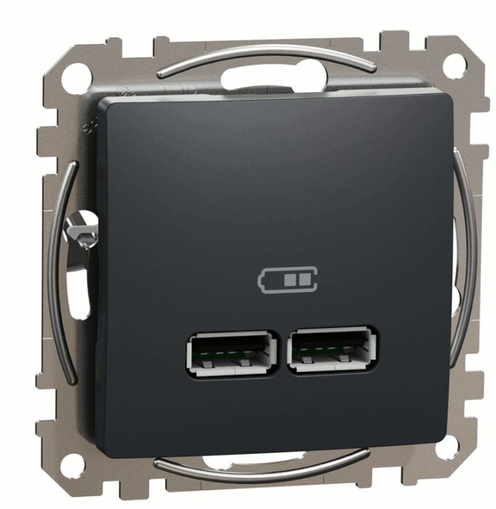 Розетка USB тип A+A 21A Schneider Sedna Design SDD114401 Чорний