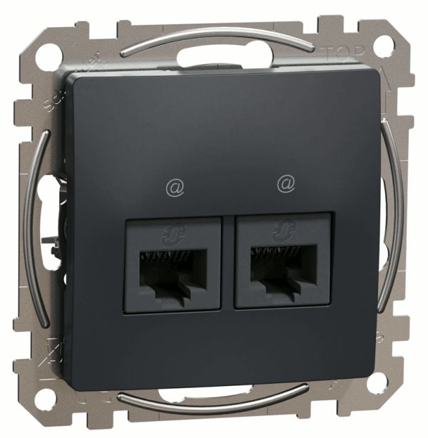 Комп'ютерна розетка 2-на RJ45 кат. 5е UTP Schneider Sedna Design SDD114452 черний