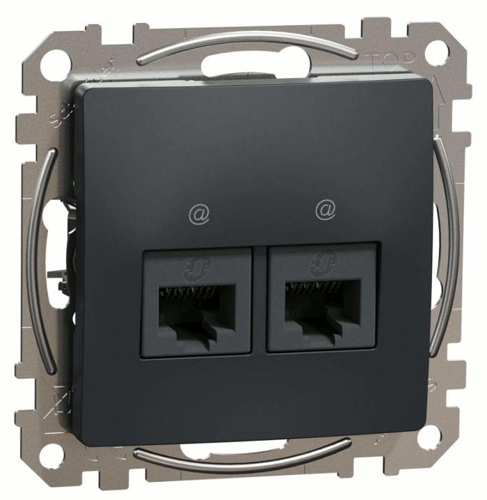 Комп'ютерна розетка 2-на RJ45 кат. 5е UTP Schneider Sedna Design SDD114452 черний