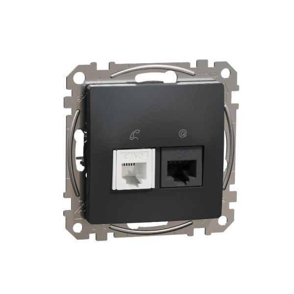 Розетка телекомунікаційна RJ45+RJ11 6UTP Schneider Sedna Design SDD114468 Чорний