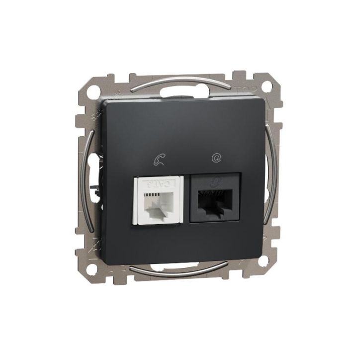 Розетка телекомунікаційна RJ45+RJ11 6UTP Schneider Sedna Design SDD114468 Чорний
