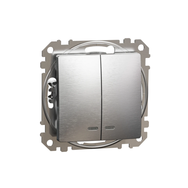 Вимикач з підсвіткою 2-кл Schneider Sedna Elements SDD170105L Алюміній матований