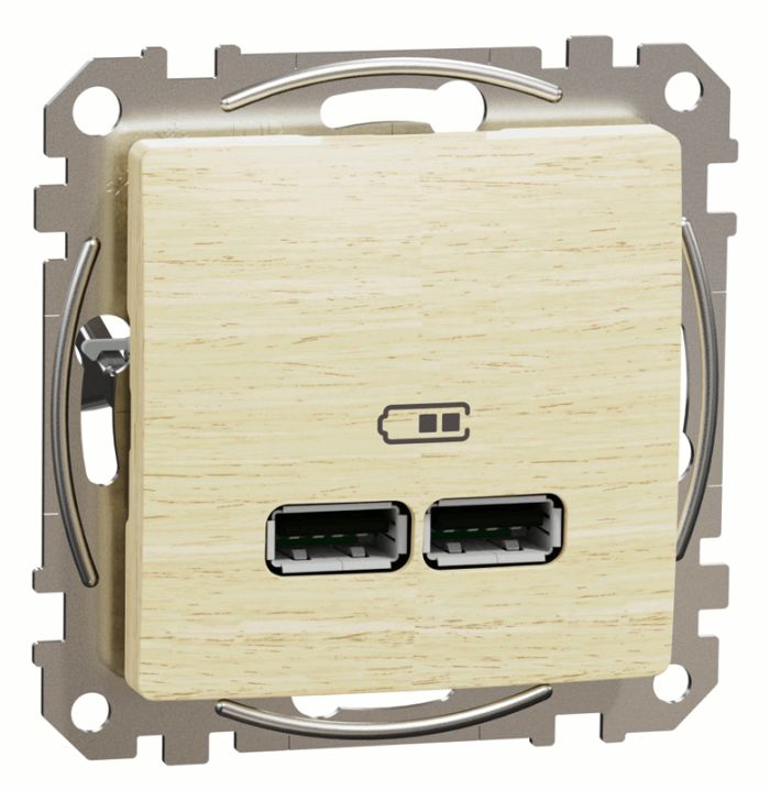 Розетка USB тип A+A 21A Sedna Elements Schneider SDD180401 Береза