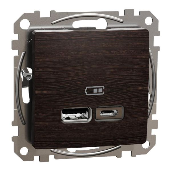 Розетка USB тип A+C 24A Schneider Sedna Elements SDD181402 Венге