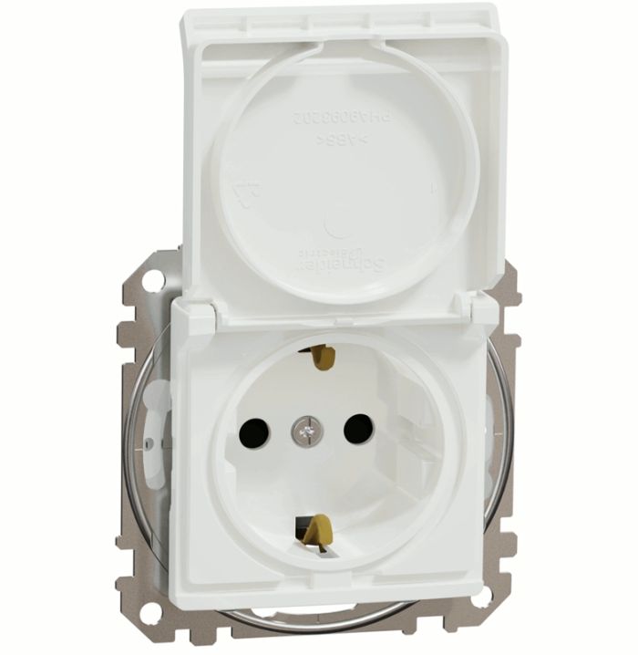 Розетка з з/к зі шторками і кришкою IP44 Schneider Sedna Design SDD211024 Білий